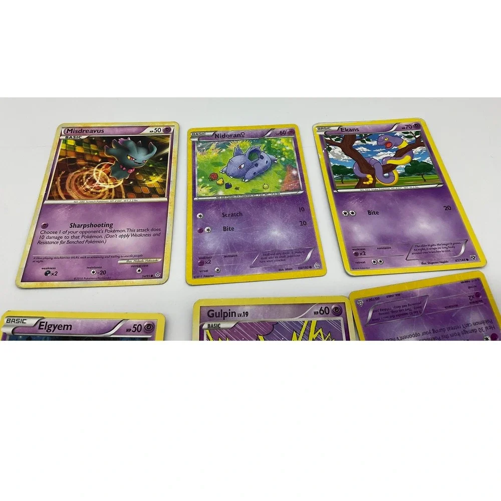 Pokemon Psychic Type Card Lot 6pc Purple Misdreavus Nidoran Ekans TCG Collection